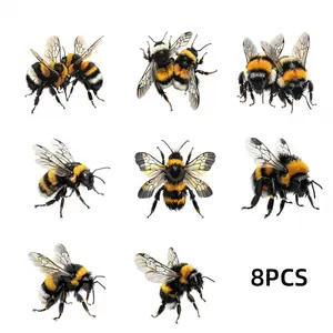 Realistic Bee Pattern Crystal Decor Sticker Glossy One Time Use Laptop Water Bottle Suitcase