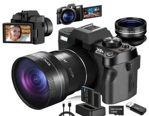 4K Digital Cameras for Photography, 48MP Vlogging Camera for YouTube with WiFi, 180° Flip Screen Compact Camera with Flash