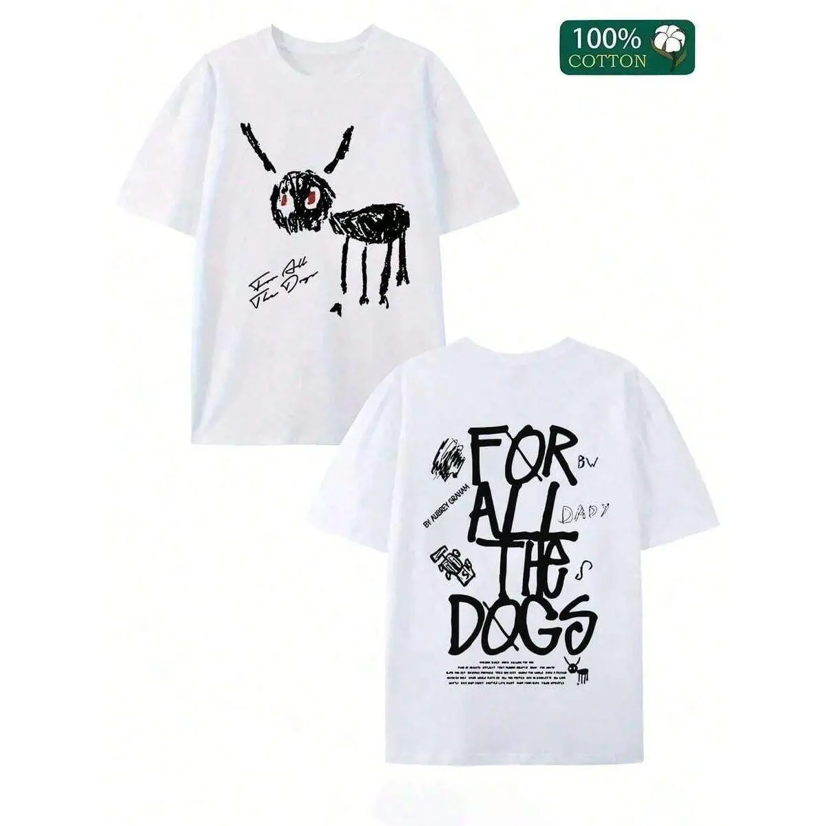180g[100%cotton] T-Shirt Rapper DrakeFOR ALL THE DOGS Graphic TeeHip Hop T Rend T-Shirt  1Pcs Casual Soft Short Sleeve Pure 100% Cotton 220gsm T-Shirt ,UnisexNew Casual T-Shirts For Men And WomenCasual Short-Sleeve T-Shirts For Men And Women