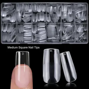 Semi Frosted Square Fake Nail Tips, 600pcs/box Full Cover False Nail Artificial Fingernail, Press on Nails for Acrylic Nail Art Nail Extensions, Nail Tech Supplies, Acrylic Overlays