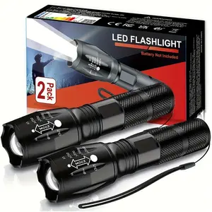 Laser Flashlight High Lumens Rechargeable 1 Pack/2 Pack, Super Bright Led Flashlights with 7 Light Modes, IPX6 Waterproof, Powerful Handheld Flash Light for Camping Home Emergencies