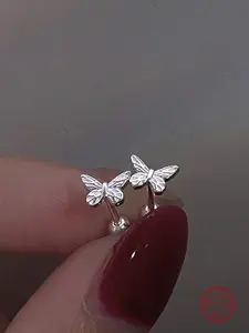 925 Sterling Silver Butterfly Design Earrings, Stud Earrings Jewelry, Fashion Jewelry for Women, Elegant Jewelry for Party, Daily Clothing Decor, Trendy Jewelry for Birthday Gift