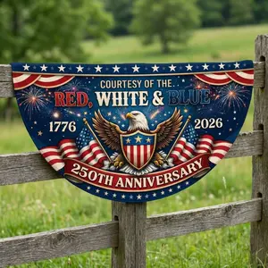 Semicircular Patriotic Eagle Flag – Red White Blue 250th Anniversary Banner for Porch, Balcony, and Independence Day Display