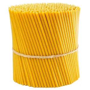 Pack of 25 Pure Beeswax  Thin Taper Candles 6.5" x 0.22" inch Orthodox Prayer Home Decor Dinner Table Ultra Slim Tapers