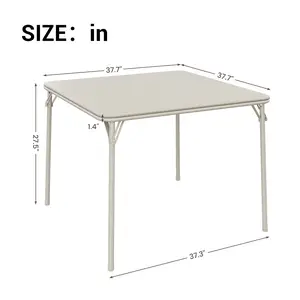 Folding Card Table, 38 Inch Portable Square Game Table with Collapsible Legs, Multifunctional Foladable Table with PU Padded Tabletop for Home, Parties, Picnics, Games, 1 Piece