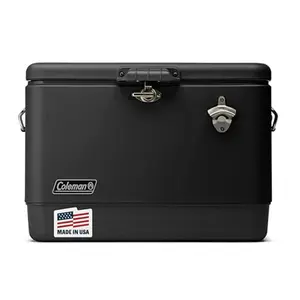 Coleman Reunion Premium Insulated 54qt Steel Belted Cooler Leak-Resistant Heavy-Duty Latch Handles Drain & Bottle Opener Perfect for Camping Tailgating Beach Picnic & More