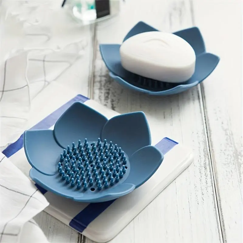 1pc/2pcs Bathroom Soap Box for Lotus Design Soap Holder Soap Box Drain Box Bathroom Accessories