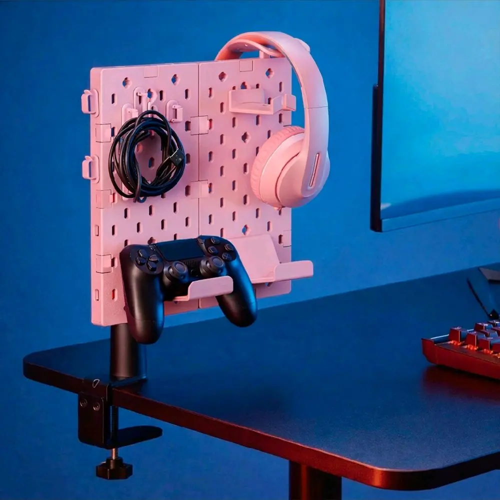 Girl Gamer pegboard organizer for headphones and controllers