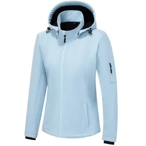 Women's Softshell Jacket Light Hooded Windproof Coat Insulated Windbreaker for Outdoor Hiking