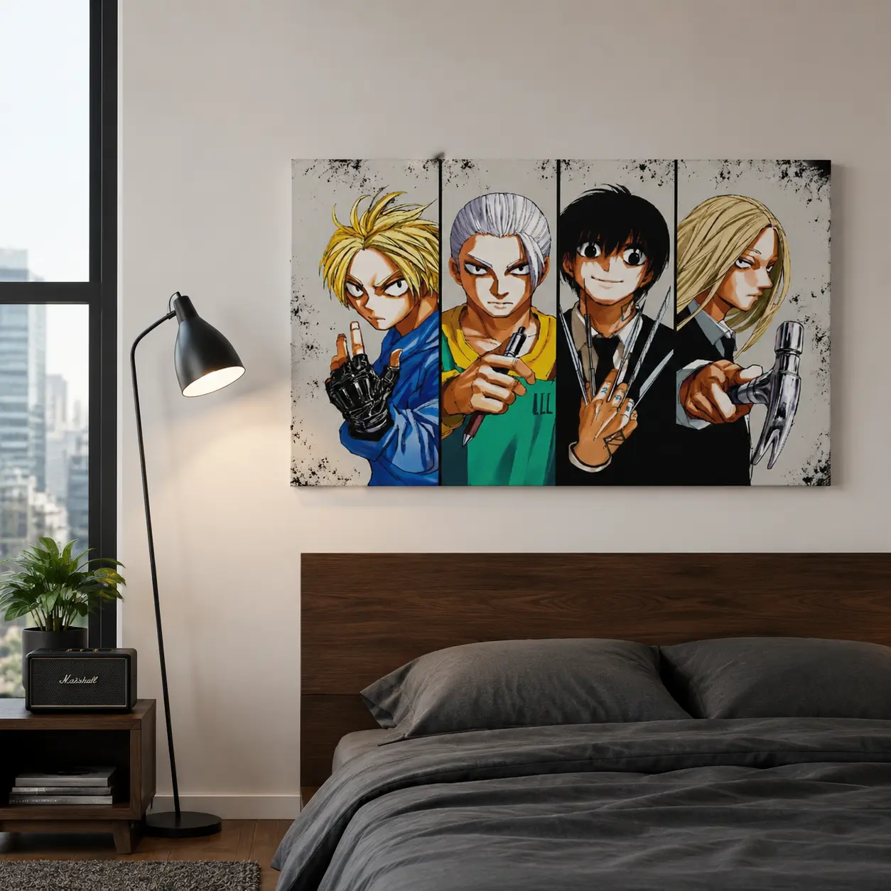 Sakamoto Days Anime  Wall  Shin Osaragi Kanaguri Natsuki Poster Framed  Print Vintage Distressed Action Manga  Aesthetic Gaming Room Decor Otaku Gifts