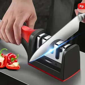 Four-In-One Knife Sharpener Set, Stainless Steel Blade Sharpening Tool, Non-Slip Handle, Ergonomic Design, Easy-To-Use Kitchen Accessory, Ergonomic Grip, Durable