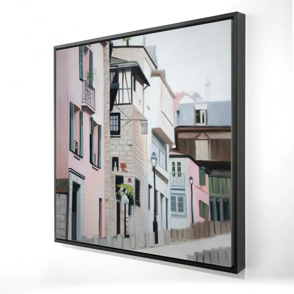 Begin Home Decor 2081-2424-CI372 24 x 24 in. Brown Building Canvas - Street in Montmartre Paris Wall Art
