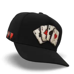 Poker Aces Snapback Hat | Black Gambler Streetwear Cap | Mad Monkey Scty