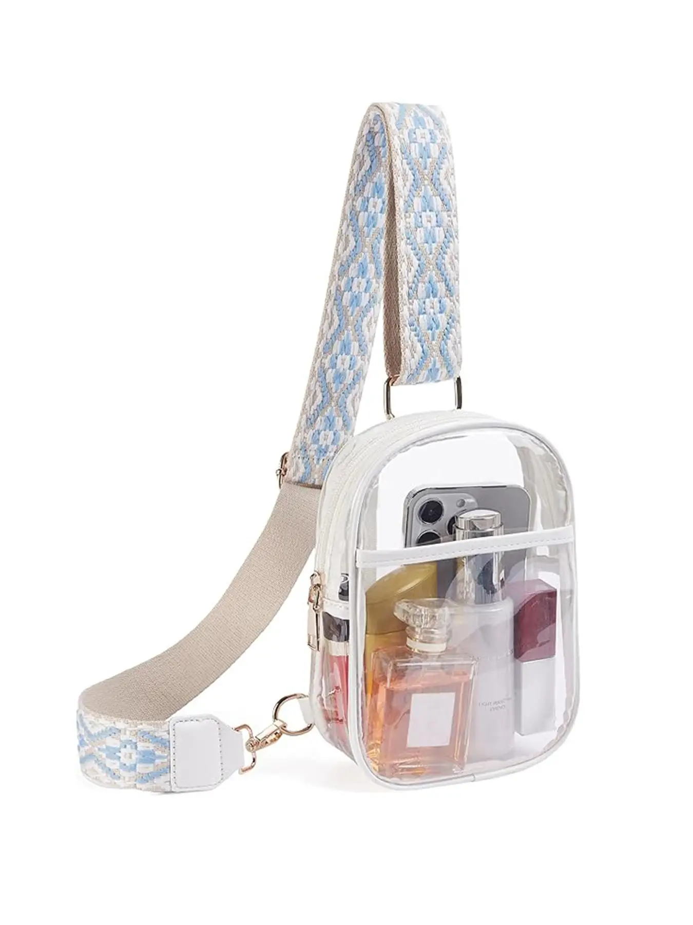 Women's Clear Adjustable Shoulder Strap Fanny Pack, 2025 New Style Transparent Zipper Durable Chest Bag for Women & Girls, Casual Trendy Versatile Hig