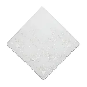CTM Women's Soft Cotton Bridal Heart Embroidered Handkerchief