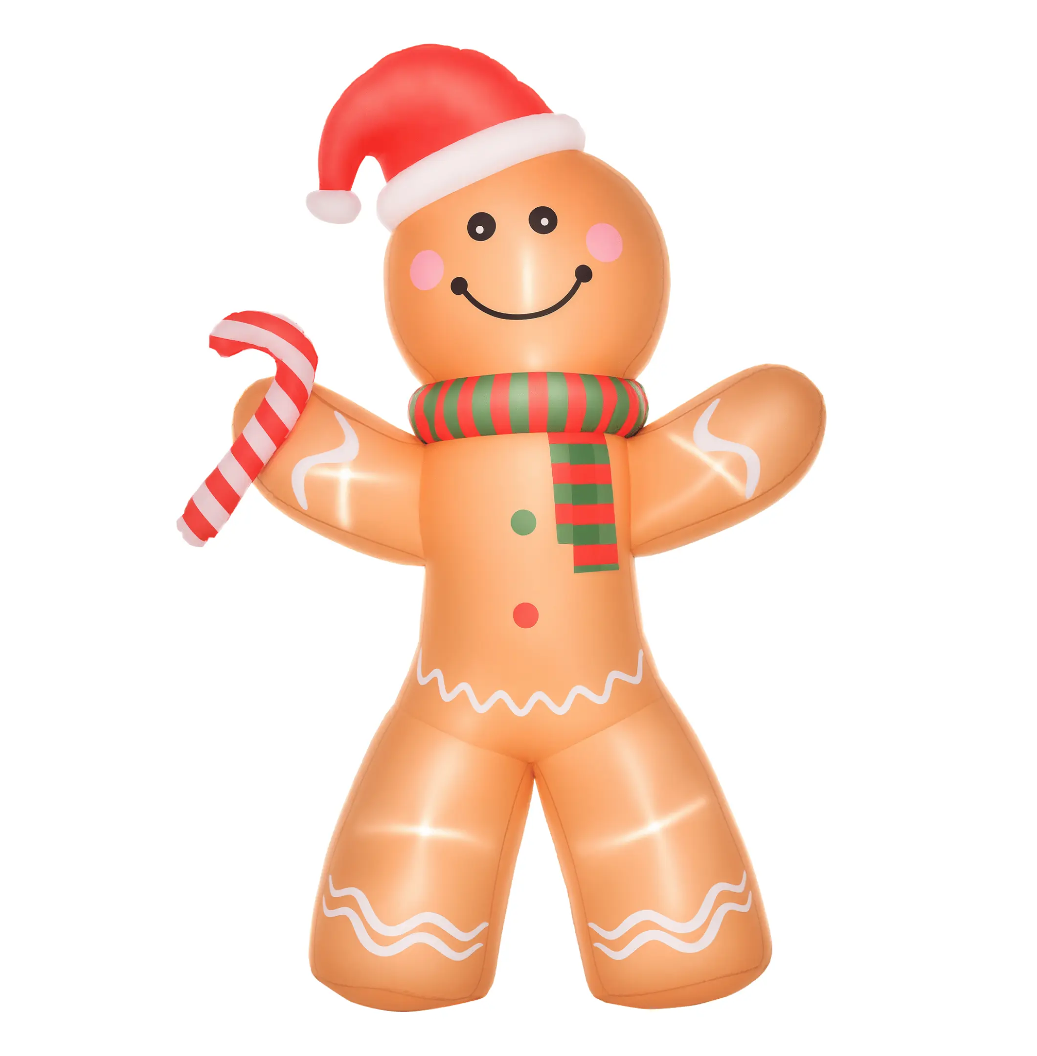8ft Christmas Inflatable Gingerbread Man, Outdoor Yard Decoration with Lights - Holiday Blow Up Festive Display Default Title