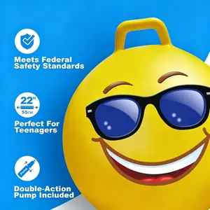 Hopper Ball for Adults Hippity Hop Jumping Ball Fun Outdoor Game Toy for Parties and Family Activities Bright Yellow Emoji Design
