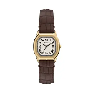Fossil Women's Harlow Three-Hand Brown Croco Leather Watch