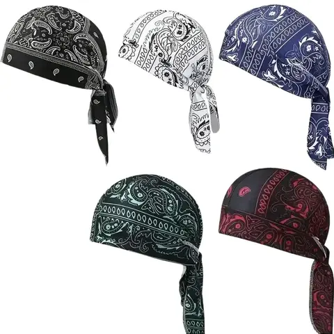 5pcs Practical Cooling Headscarf Cap Set - Elastic Pirate-Style Helmet Liner, Breathable Sweat-Wicking Outdoor Head Wrap, Soft Easy-to-Clean Versatile Headwear for Athletes, Outdoor Enthusiasts (Motorcycle Riding, Hiking)
