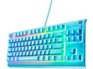 SteelSeries Apex 3 TKL Aqua RGB Gaming Keyboard - Tenkeyless Compact Form Factor, 8-Zone RGB Illumination, Water and Dust Resistant, Whisper-Quiet Gaming Switch - Aqua