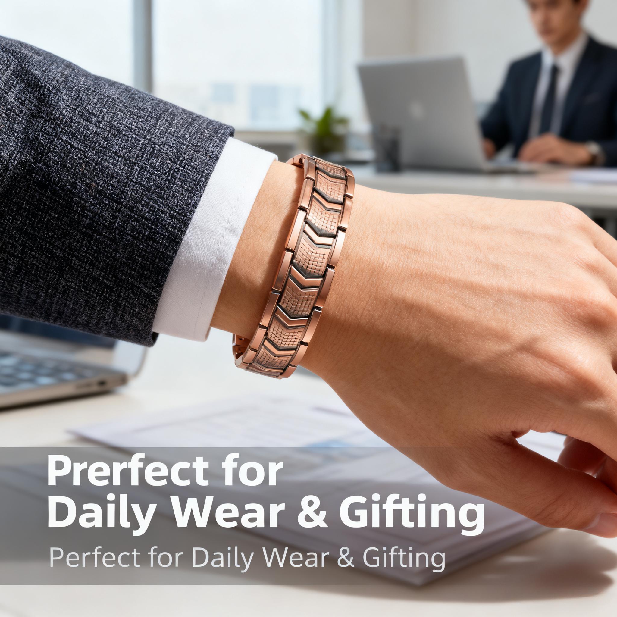 Retro pure copper magnetic therapy bracelet, with built-in magnets. It is comfortable and beneficial to wear daily. Suitable for both men and women. It serves both decorative and health purposes. Perfect for giving as a gift or keeping for oneself.