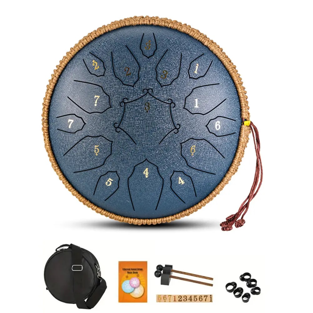12 Inch Percussion Musical Instrument with Handbag Drumsticks 15 Notes D Major Large Ethereal Drum Yoga Meditation Sound Healing Child Beginner Hand Drum