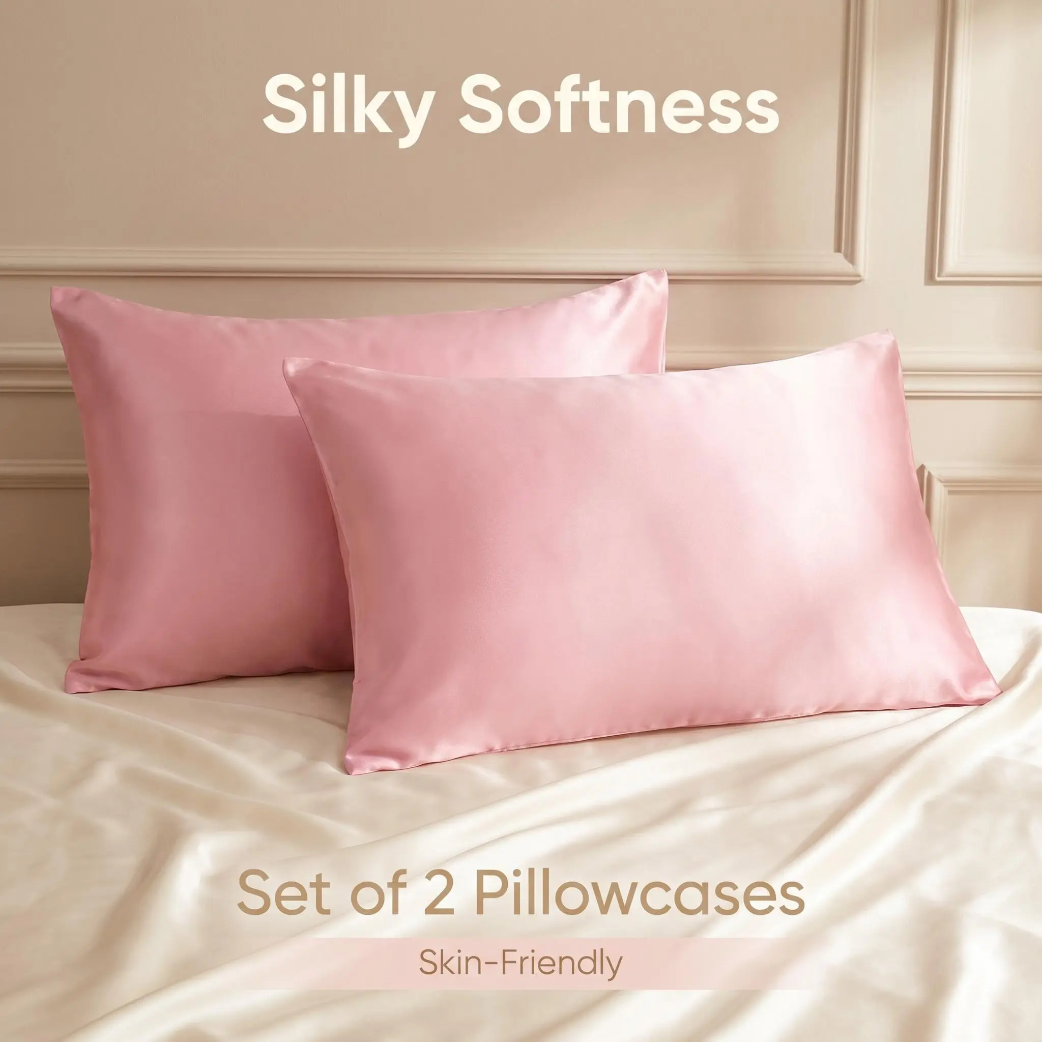 Bedsum 2 Pieces Silky Smooth Satin Cooling Pillowcases 14"x20" - Super Soft and Silky Envelope Closure Travel Pillow Covers