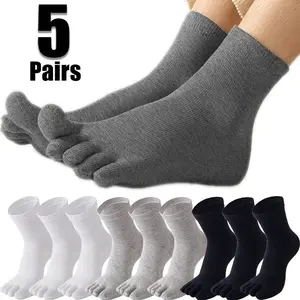 5Pairs Tabi Toe Socks Men Five Finger Socks Comfortable Running Crew Breathable Sweat Sports Sock