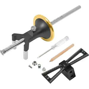 Dovetail Jig Wheel Marking Gauge - Adjustable Wood Scribe Tool with Dual Scale (1/32" & 1mm), Multifunctional Linear & Arc Guide for Woodworking, Carpentry(Black)