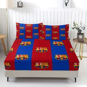 Futbol Club Barcelona Themed Bed Sheet with Sporty Flair (Including 1 Bed Sheet And 2 Pillowcases), Bedding Set, Perfect For Decorating Rooms And Bedrooms For Teenagers And Fans
