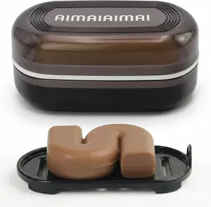 Travel Soap Container, Leakproof Soap Box with Removable Draining Layer, Portable Soap Holder Case for Travel, Camping, Gym & Bathroom (Black)