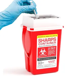 Sharps Container Small - Sharps Containers for Home Use and Labs - Portable Needle Disposal and Travel Size Biohazard Bin - 1 Quart (Pack of 1) BioBox