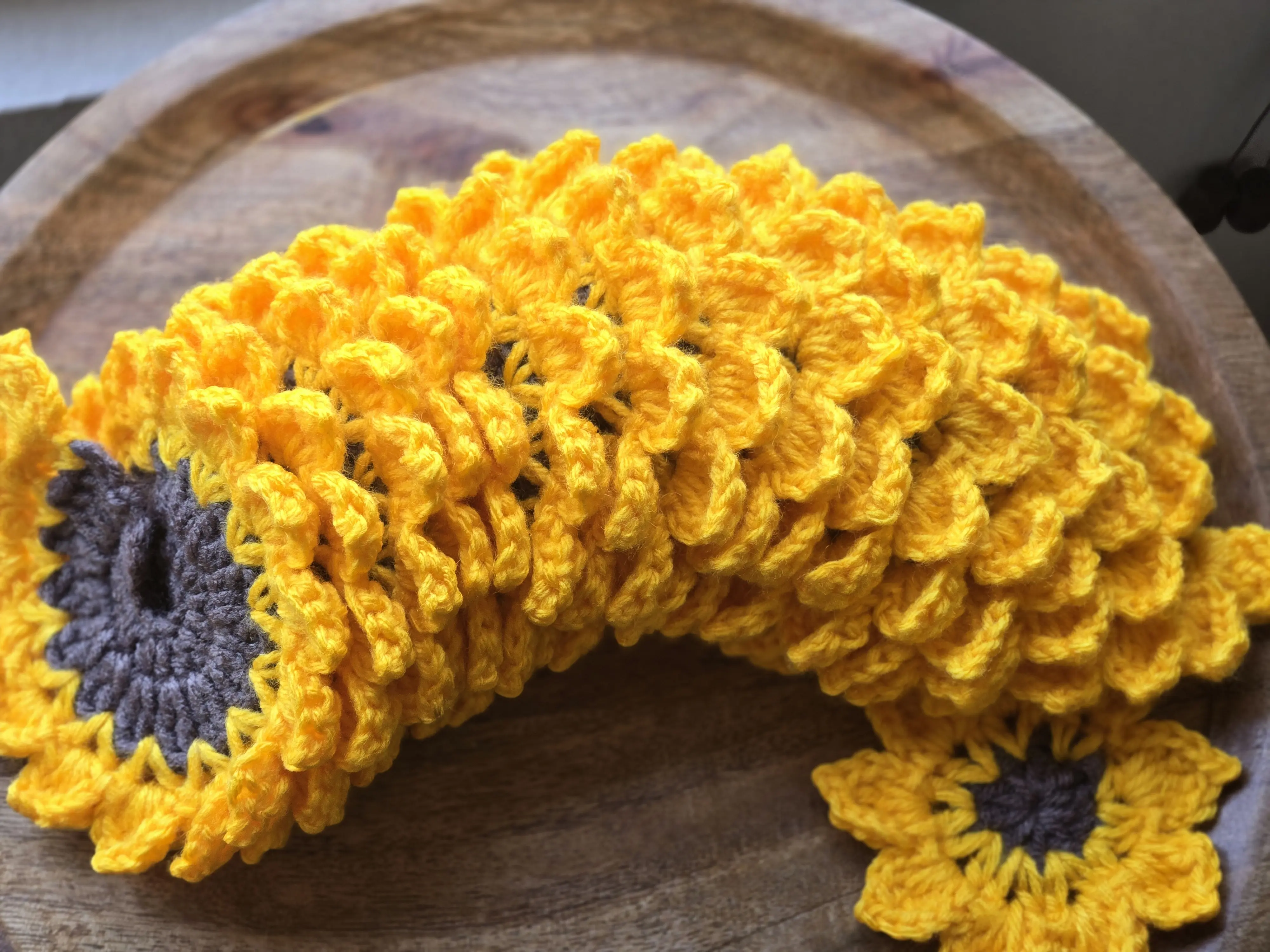 Handmade Crochet Sunflower Wind Spinner