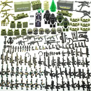L-MTS026  200+ Pcs Military Weapon Pack Accessories Kits Toys, Swat Team Building Block Toys, Military Soldier Style Weapon Sets, Army Equipment Gear Sets, Accessories Compatible with Major Mini figure