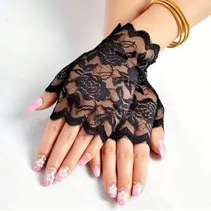 2Pair Elegant Sheer Lace Fingerless Gloves! Perfect for Wedding, Party & Dance Performance