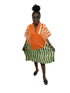 African Adire Short Bubu Dress, Tie & Dye Short Boubou Dress, One Size Fit Most, Ready to Wear African Tie & Dye Dress Summer