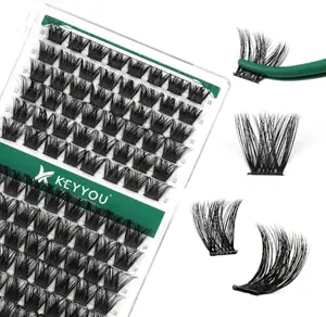 Lash Clusters 96pcs Individual Lashes Y02 D Curl 10-18MIX Cluster Lashes KEYYOU Volume Wispy Lash Extension Soft&Comfortable Easy DIY at Home(Y02,D-10-18MIX)