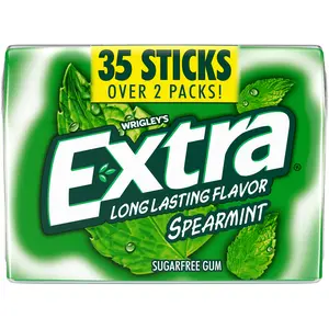 Extra Spearmint Sugar Free Popping Chewing Gum School Snacks - 35 Stick Mega Pack