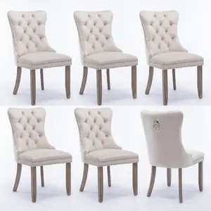 Modern Velvet Upholstered Dining Chairs (Set of 2) - High-Density Foam, Bow Spring, Back Ring Pull, Solid Wood Legs for Dining Room, Kitchen (12 Colors Available)