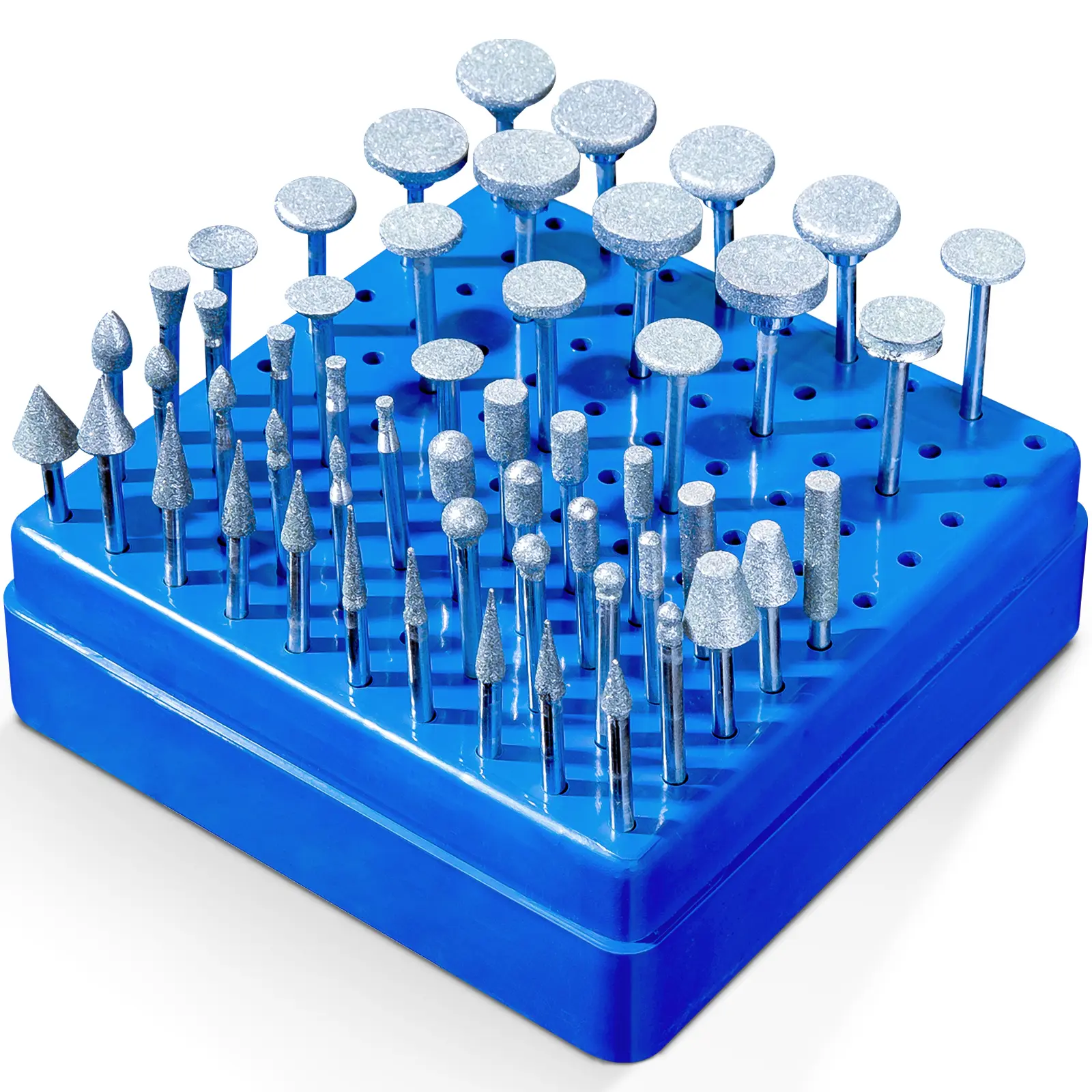 Diamond Grinding Bit Compatible with Dremel, 52Pcs Stone Carving Set Diamond Bits 1/8" (3mm) Shank Polishing Kit for Stone Glass Ceramics Carving Polishing Grinding Etching（Storage box included） familyfun
