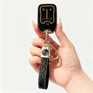 TPU Smart Key Fob Cover for 2023 2022 2021 2020 2019 GMC Sierra and Chevy Silverado 1500 2500HD 3500HD, Remote Protector Case(5-Button,Black White)