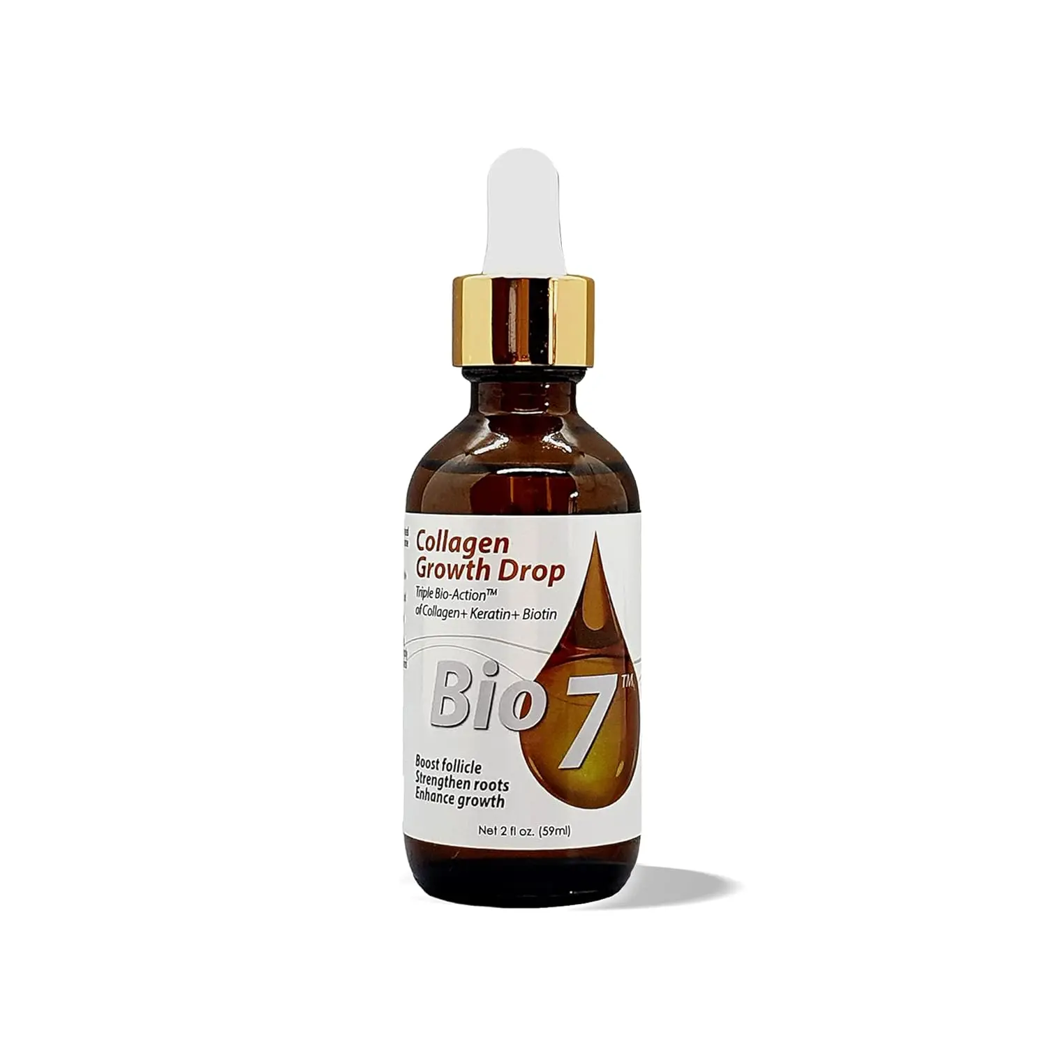 Natures BIO7 Marine Collagen Hair Growth Drops - Unisex Adult Haircare, Keratin-Infused, Triple Bio-Action, Tea Tree Oil, Boost Follicles, Repair Damaged Hair, Improve Density - 2 Fl Oz, Boost Growth