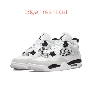 Grey White Black Leather and Suede Panel Mid-Top Retro Basketball Shoes