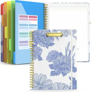 Clipboard Folio with Refillable Notepad, Clipboard Folder with 10 Storage Pockets for Letter Size, Spiral Clipboard Notebook for School Office