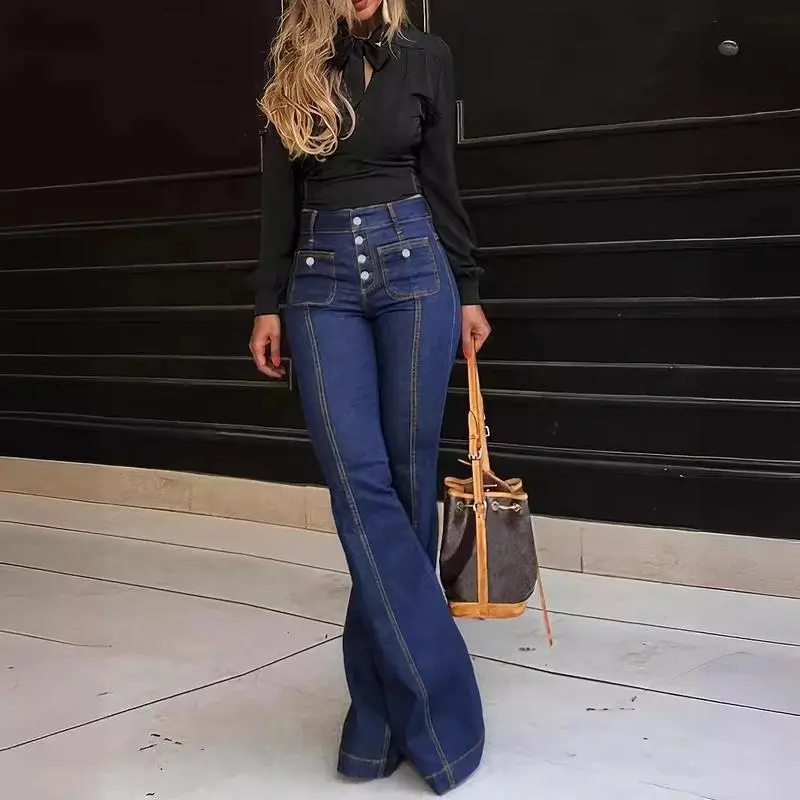 2026 New Model 2025 High Waist Jeans Casual Breathability Denim Pants Women's, Adjustable, Year Round, Weekend Wear, Comfy, Weekend Wear, Fashion, Breathable, Flexible Fit, Cargo Style, Soft Touch, Wardrobe Essential