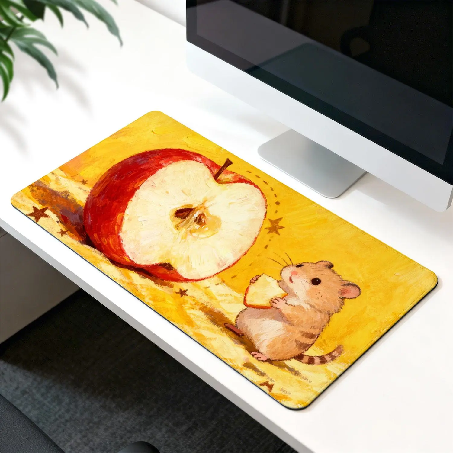 LIVEKEY 3D Banana Design Custom-Shaped Large Plastic Gaming Mousepad (80x40cm) - Stitched Edges, Non-Slip Base, Made for Gaming, Office Desk Accessory