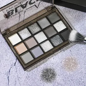 Crushed Diamond Cement Ash Small Smoke Eye Shadow, Matte Light Gray to Deep Black, Smooth Glide Formula Makeup Kit