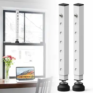 2 Pack Adjustable 11"-18" Small Window Security Bars, Short Sliding Window Lock Bar, Child Safety Anti-Theft Window Bar with Rubber Base for Bathroom Basement Small Windows - White