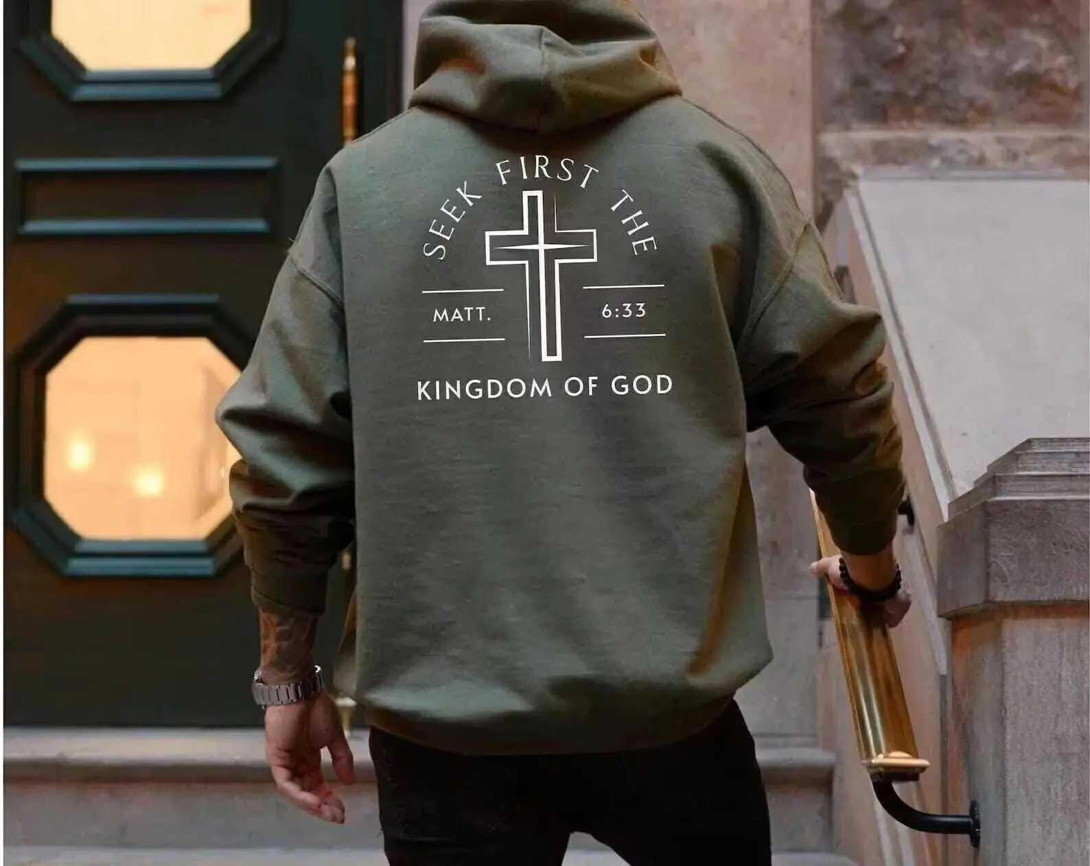 Men's Christian Hoodie 2 Sides Bible Verse Hoodie Christian Merch Mens Christian Streetwear Jesus Hoodie Christian Sweatshirt Jesus Apparel Sweater