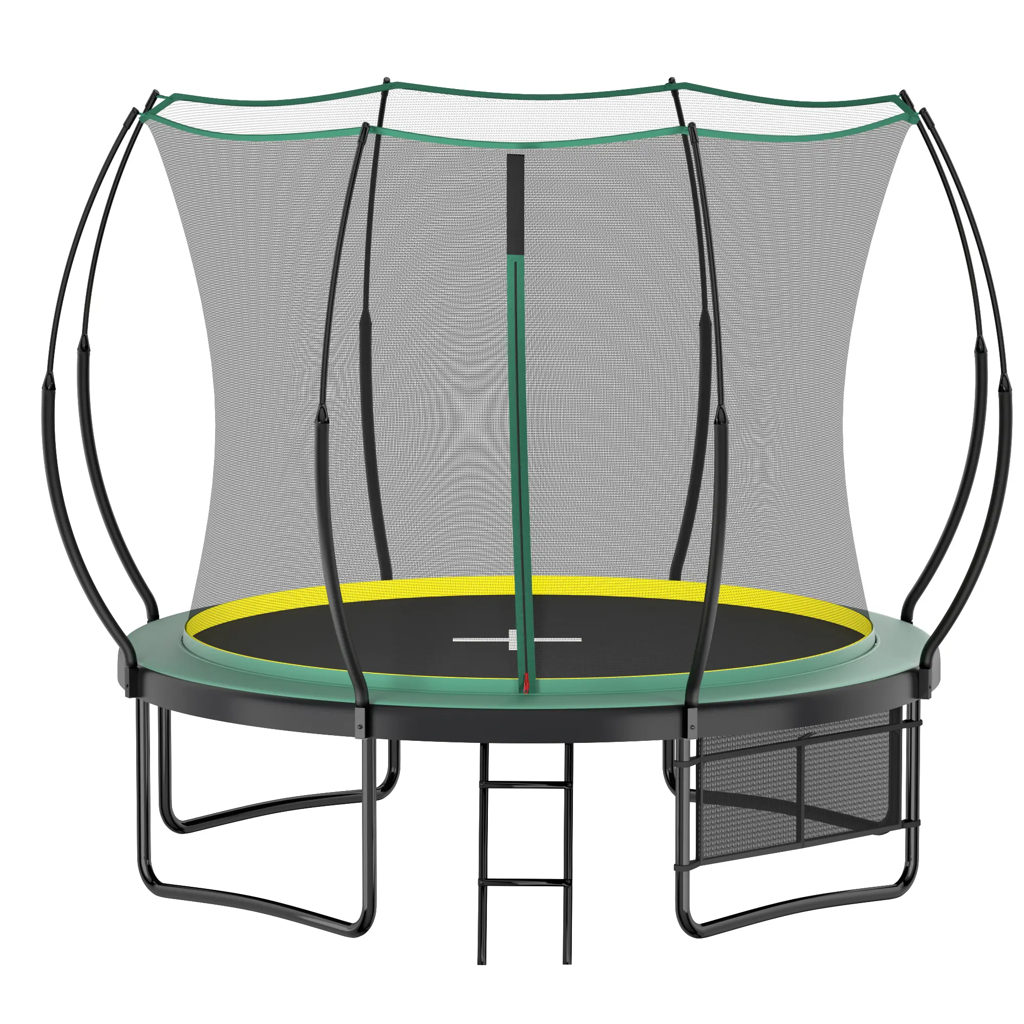10FT Springfree No Gap Trampoline in Green, Safe Backyard Trampoline for Kids Adults, No-Spring Recreational Trampoline with Safety Enclosure for Outdoor Family Play